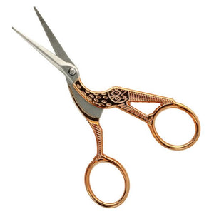 stork Embroidery Scissors in rose gold 