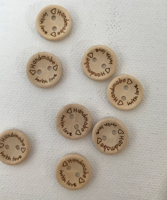 Handmade With Love Buttons 4 pc